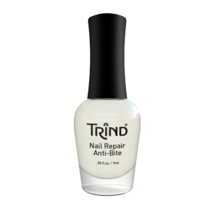 TRIND Nail Repair Anti-Bite CODE: 50103403 | EAN/UPC: 8713539100227 | Content: 9ml Nail Strengthener for nail biters Description TRIND developed a nail strengthener with an unpleasant bitter taste specifically for nail biters. The nail strengthening effect of this product is based on the same principle as our other Nail Repair products (strengthens the nails by firmly connecting protein molecules).
