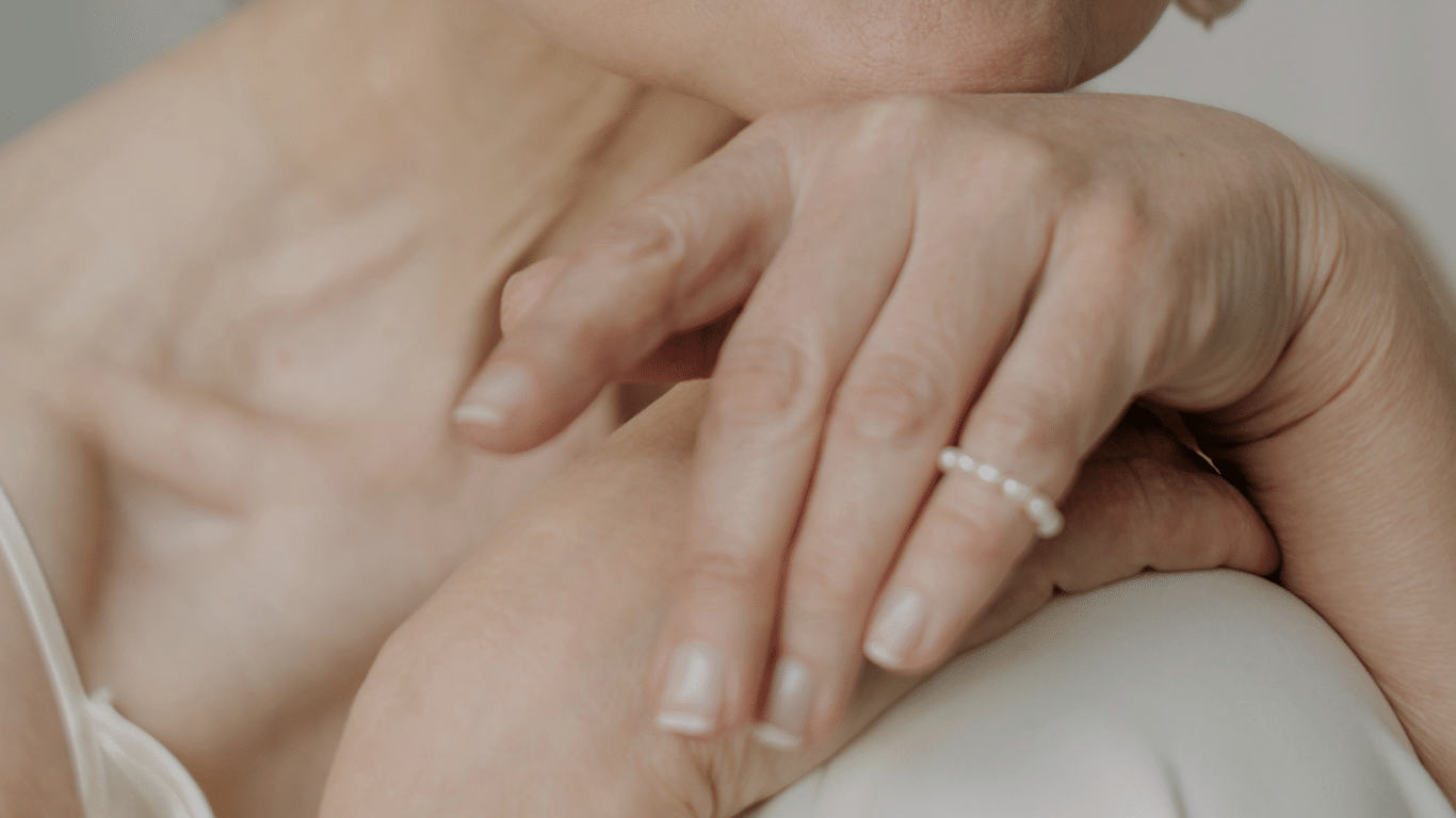Mature woman with naturally cared-for nails